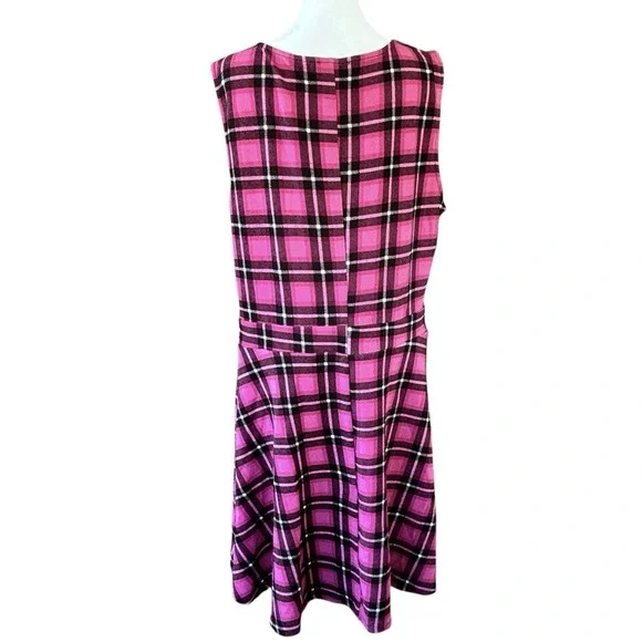 Smak Parlour 1950s Retro Pink Black Tartan Plaid Fit & Flare Dress Womens 1X/16 - Picture 8 of 11